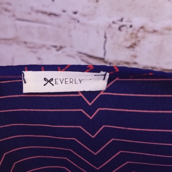 Everly UO Navy Blue Red Shift Dress Nautical Gold Buttons Chevron Preppy Work S - Picture 4 of 8